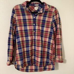 J. Crew Factory Plaid Cotton Outdoorsy Cabincore Boy Fit Button Down Shirt S
